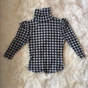 Free People sheer black and white checkered turtleneck